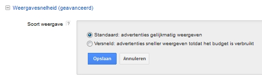 Google AdWords weergavesnelheid