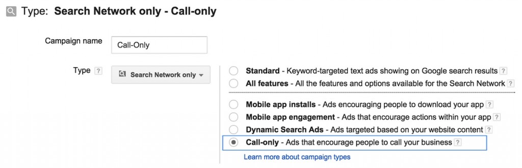 Google AdWords Call-only campagnes