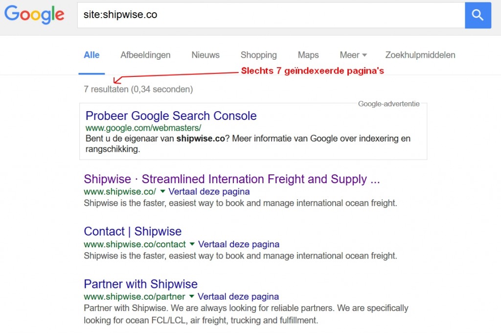 Single Page website indexatie