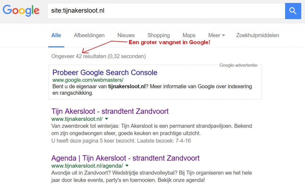 Single Page website indexatie